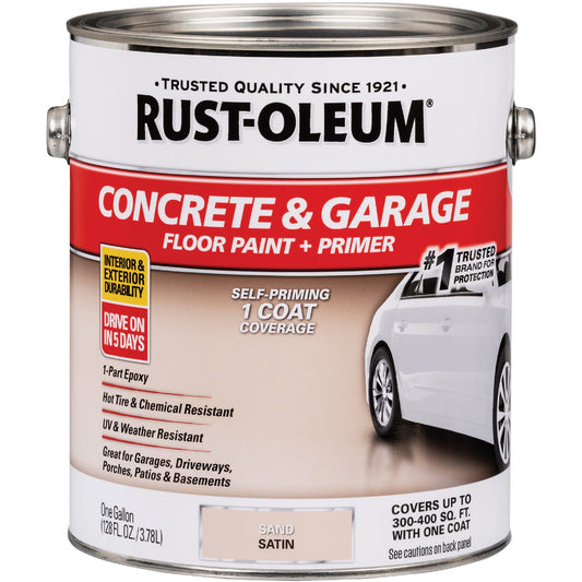 Rust-Oleum Concrete & Garage Floor Paint & Primer, 1 Gal., Sand