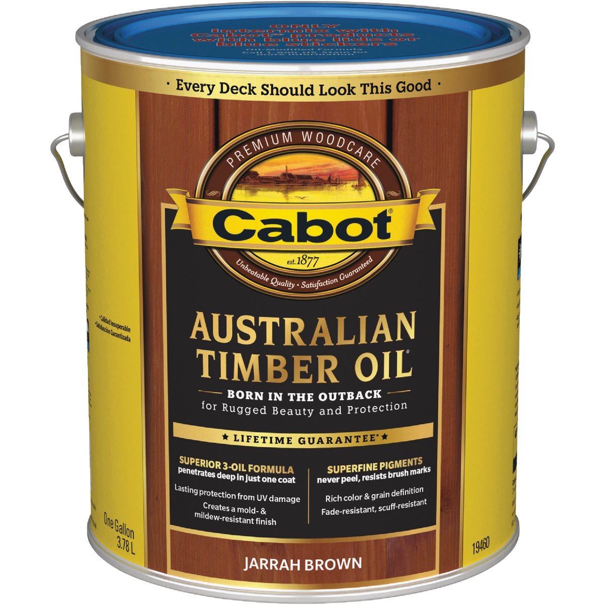 Cabot Australian Timber Oil Water Reducible Translucent Exterior Oil Finish, Jarrah Brown, 1 Gal.