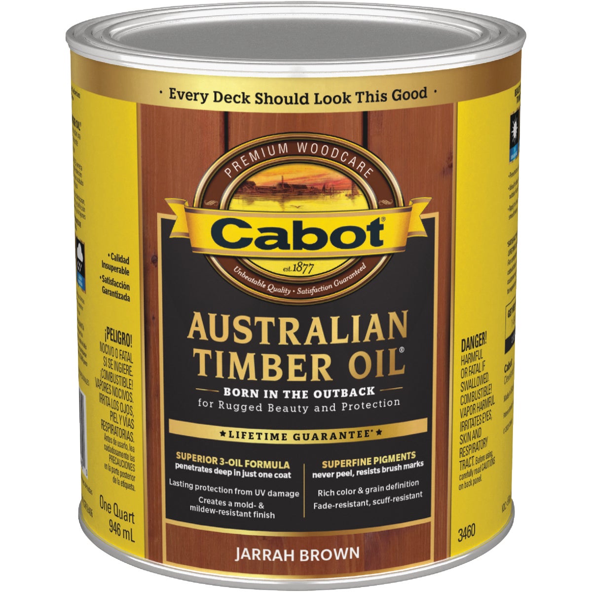 Cabot Australian Timber Oil Translucent Exterior Oil Finish, Jarrah Brown, 1 Qt.