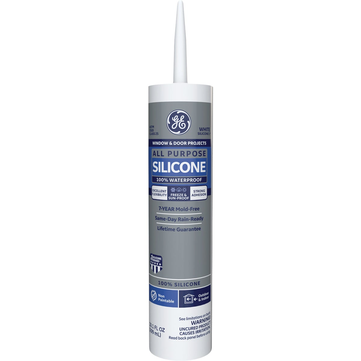 GE All Purpose Silicone 1 Sealant, White, 10.1 Oz. (GE112A)