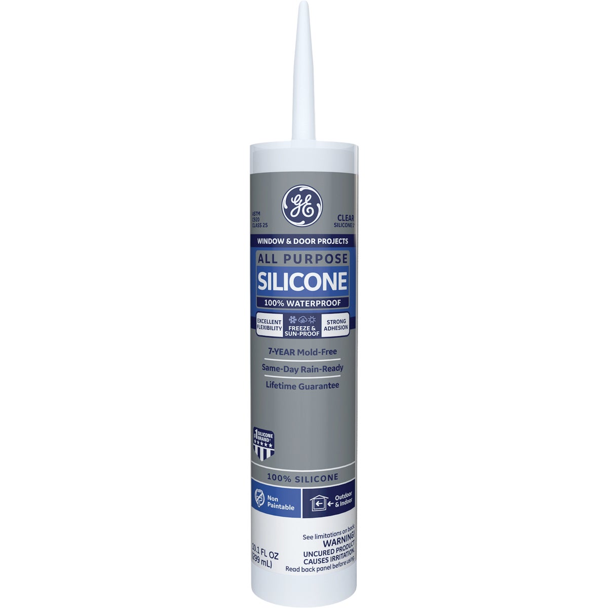 GE All Purpose Silicone 1 Sealant, Clear, 10.1oz