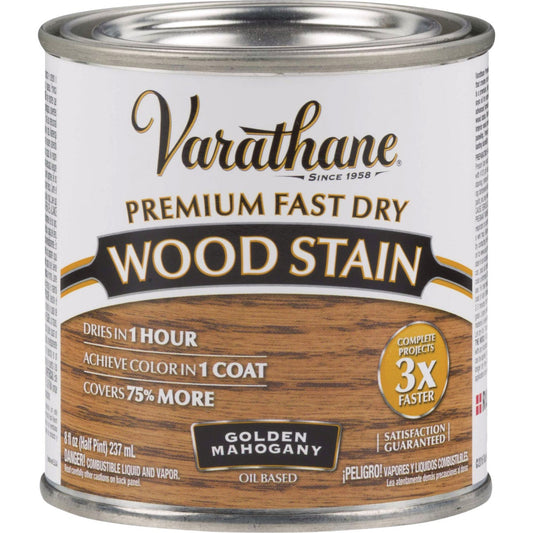 Varathane Fast Dry Golden Mahogany Urethane Modified Alkyd Interior Wood Stain, 1/2 Pt.