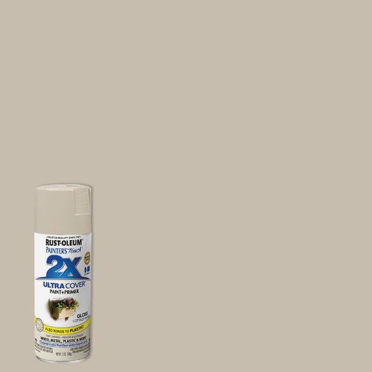 Rust-Oleum Painter's Touch 2X Ultra Cover 12 Oz. Gloss Paint + Primer Spray Paint, Cottage White