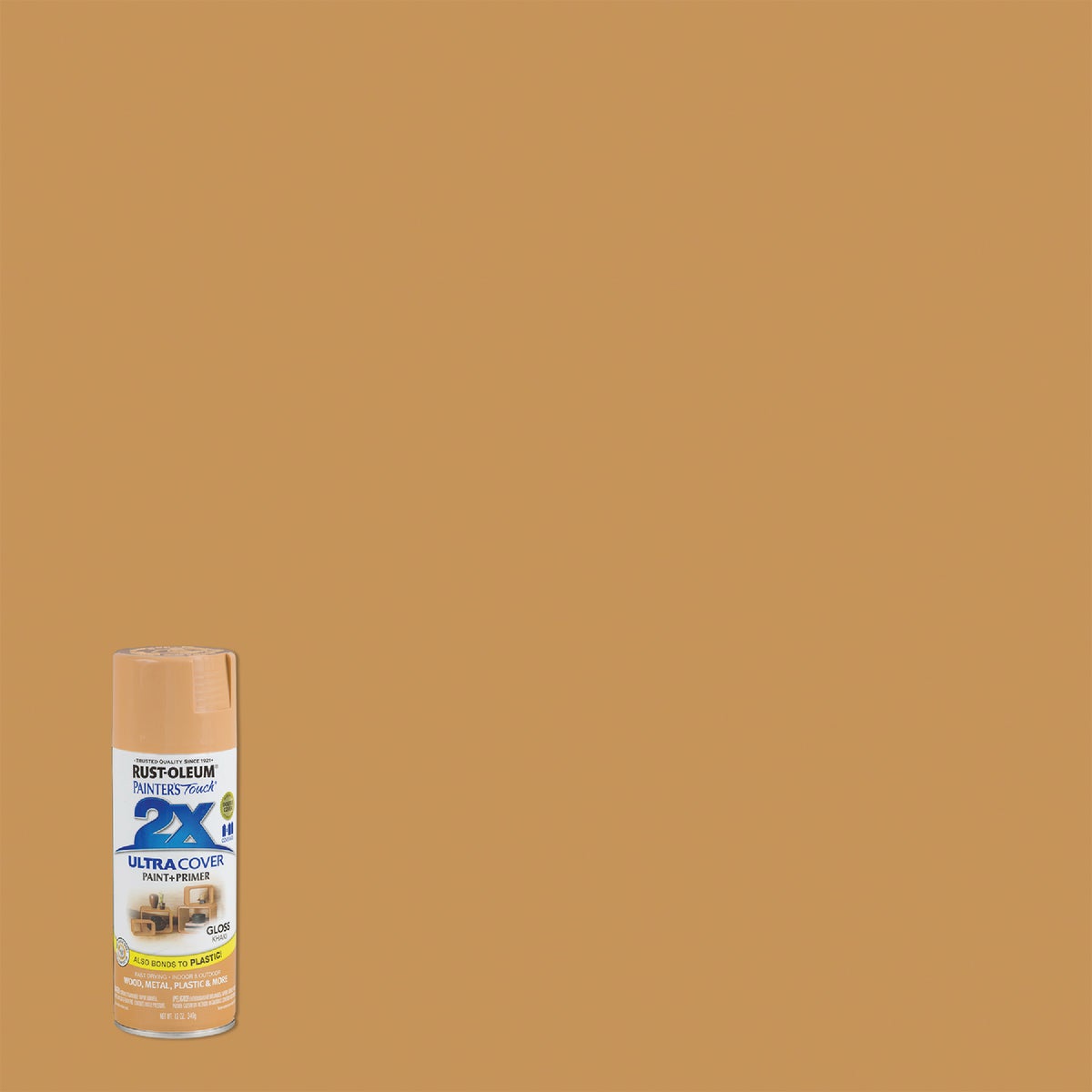 Rust-Oleum Painter's Touch 2X Ultra Cover 12 Oz. Gloss Paint + Primer Spray Paint, Khaki