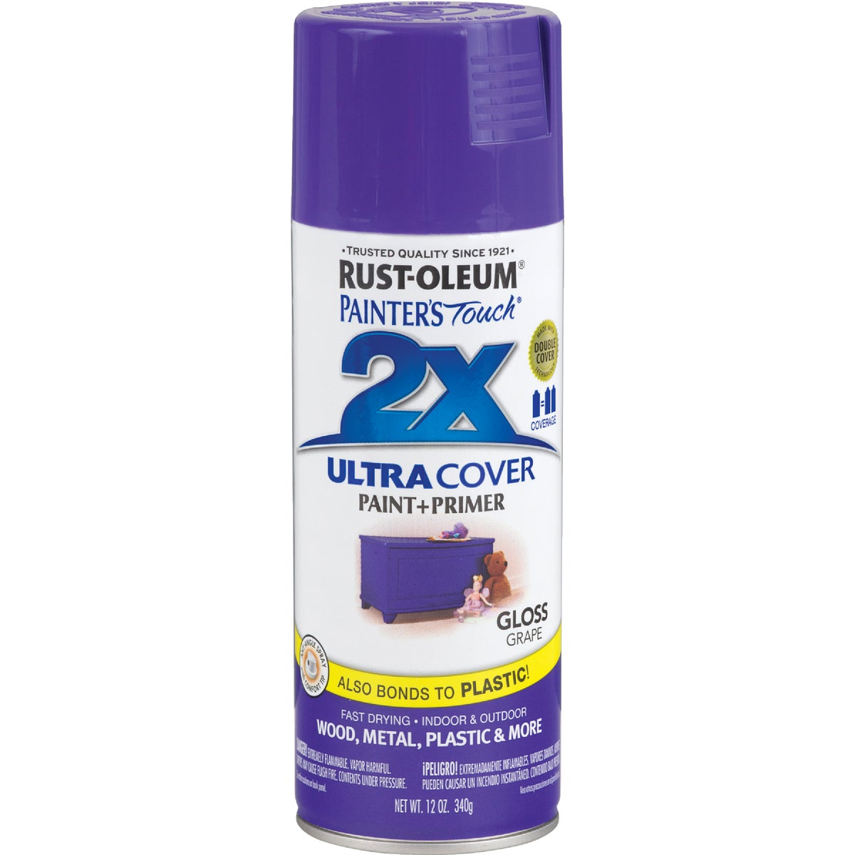 Rust-Oleum Painter's Touch 2X Ultra Cover 12 Oz. Gloss Paint + Primer Spray Paint, Grape