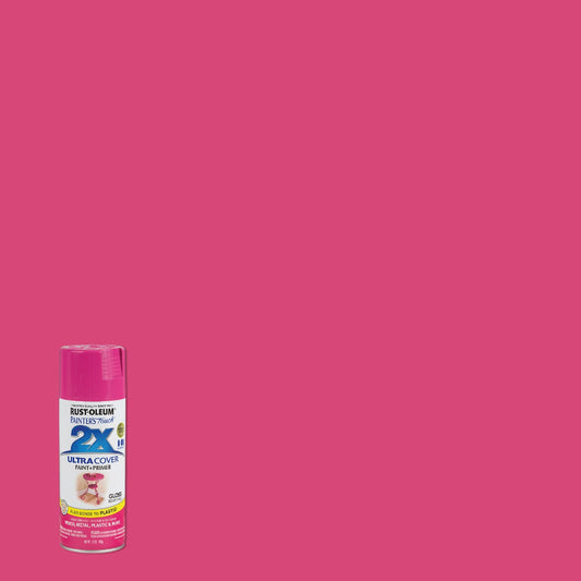 Rust-Oleum Painter's Touch 2X Ultra Cover 12 Oz. Gloss Paint + Primer Spray Paint, Berry Pink