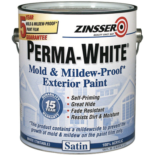 Zinsser Perma-White White-Tintable Satin Gallon Mildew Paint