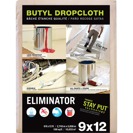 Trimaco Eliminator Butyl-Back Canvas 9 Ft. x 12 Ft. Heavy-Duty Drop Cloth