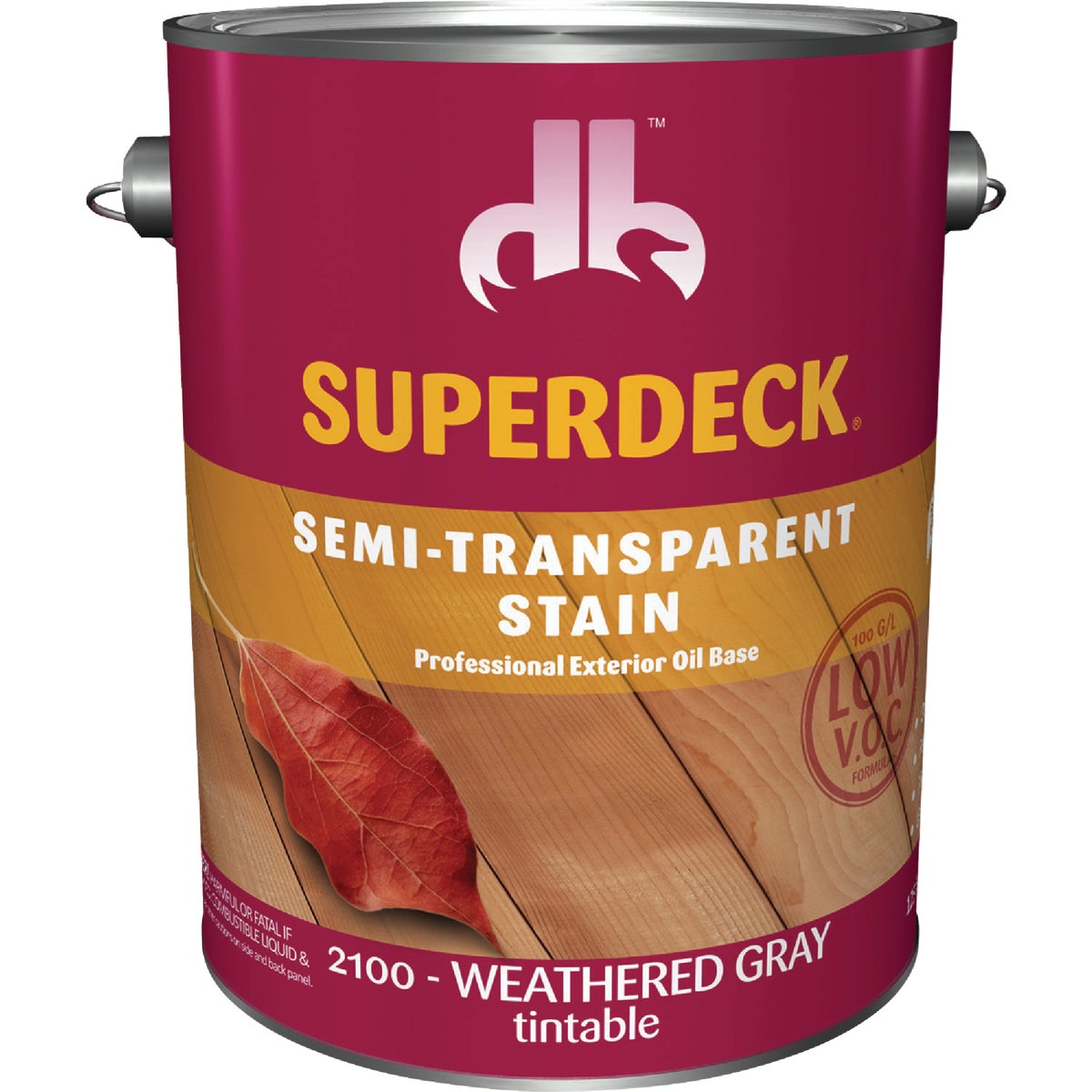 Duckback SUPERDECK Low VOC Semi-Transparent Exterior Stain, Weathered Gray, 1 Gal.