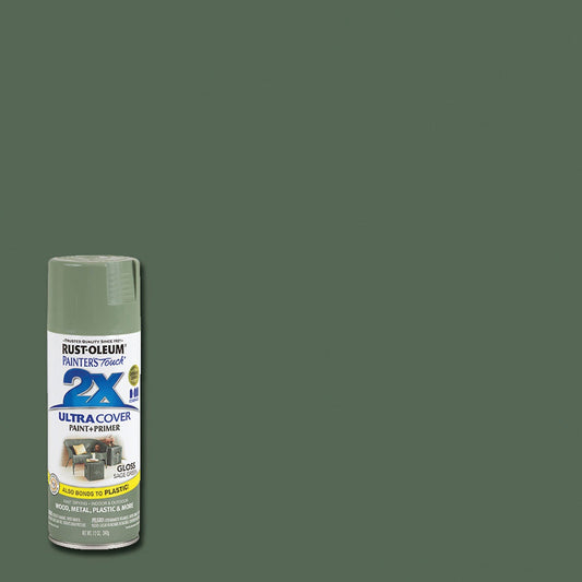 Rust-Oleum Painter's Touch 2X Ultra Cover 12 Oz. Gloss Paint + Primer Spray Paint, Sage Green