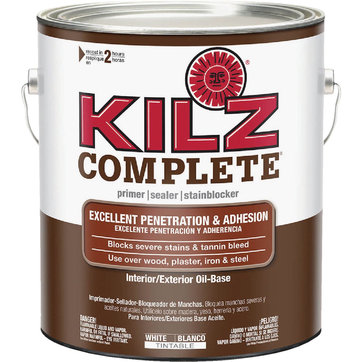 KILZ Complete Oil-Base Low VOC Interior/Exterior Sealer Stain Blocking Primer, White, 1 Gal.