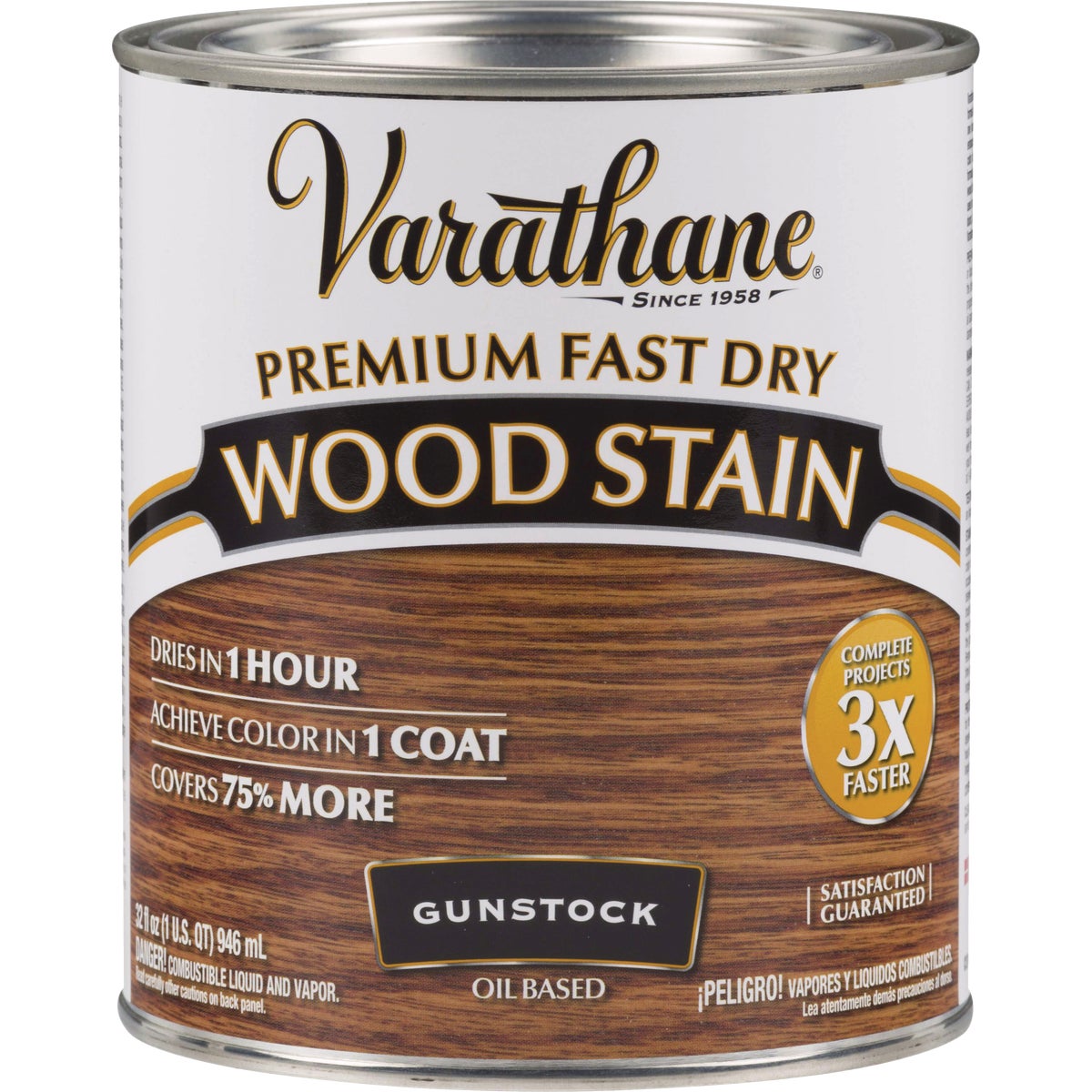 Varathane Fast Dry Gunstock Urethane Modified Alkyd Interior Wood Stain, 1 Qt.