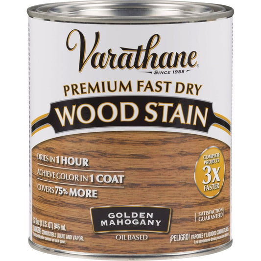 Varathane Fast Dry Golden Mahogany Urethane Modified Alkyd Interior Wood Stain, 1 Qt.