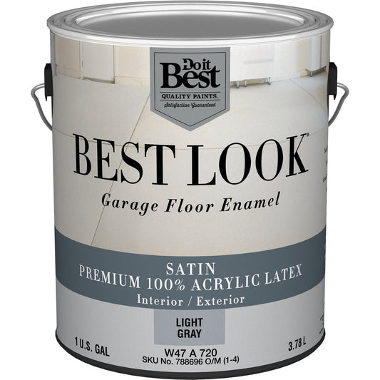 Best Look Latex Interior/Exterior Garage Floor Enamel, 1 Gal., Light Gray