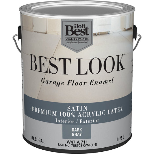 Best Look Latex Interior/Exterior Garage Floor Enamel, 1 Gal., Dark Gray