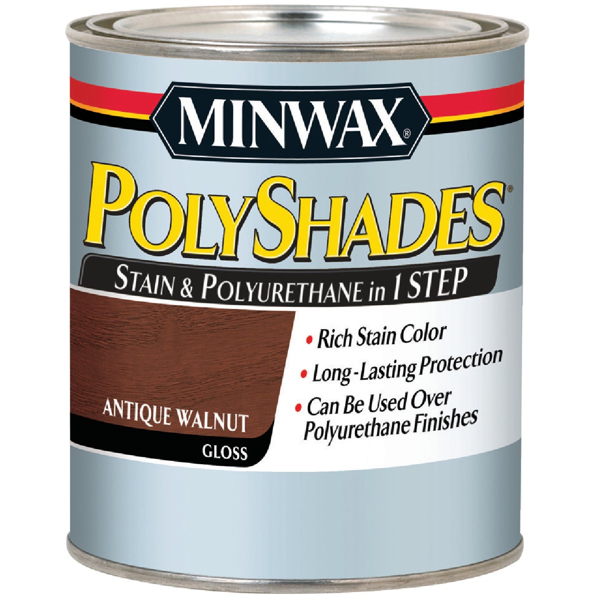 Minwax Polyshades 1/2 Pt. Gloss 275 VOC Stain & Polyurethane In 1-Step, Antique Walnut