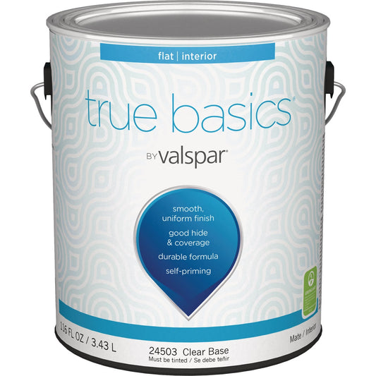 True Basics by Valspar Flat Interior Wall Paint, 1 Gal., Clear Base