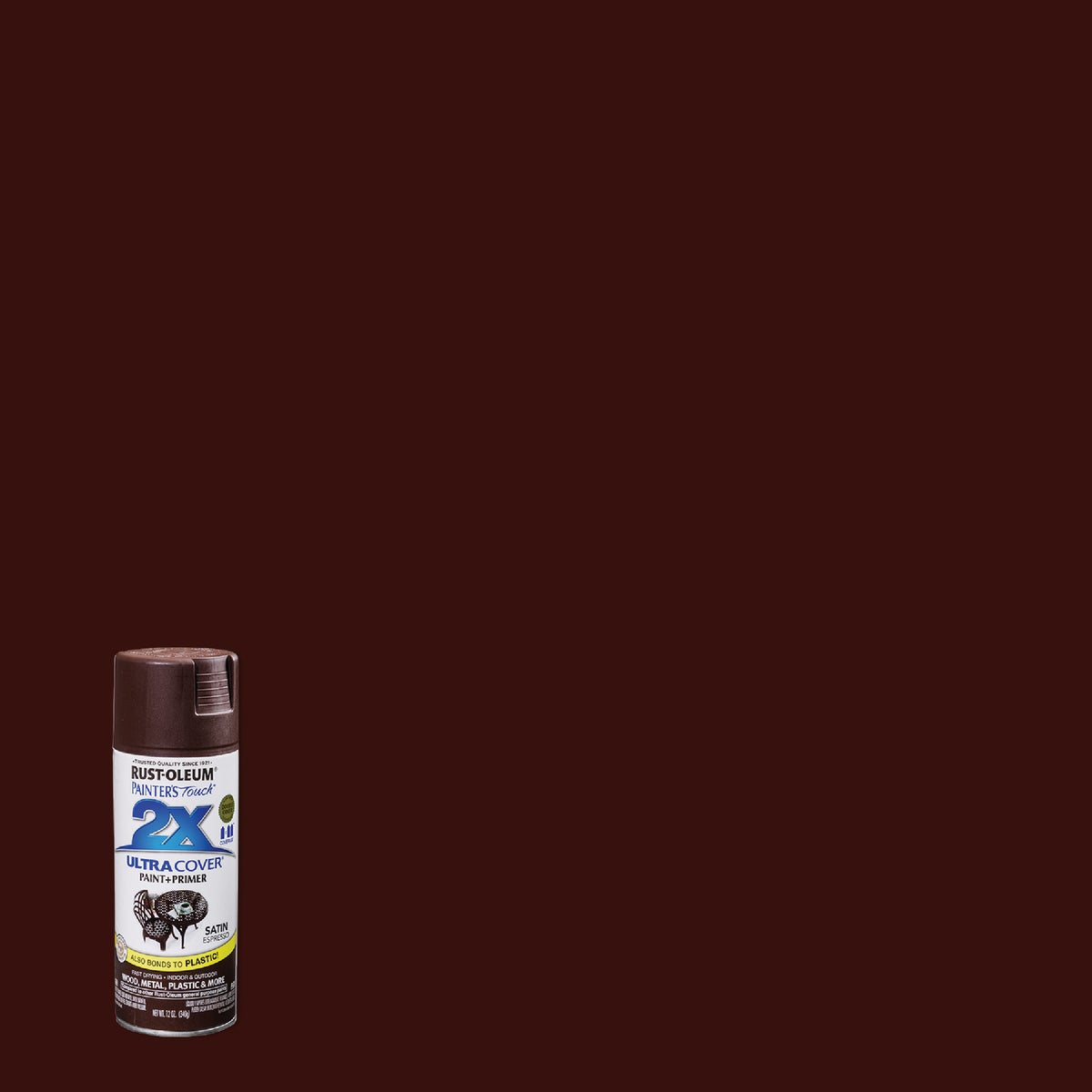 Rust-Oleum Painter's Touch 2X Ultra Cover 12 Oz. Satin Paint + Primer Spray Paint, Espresso