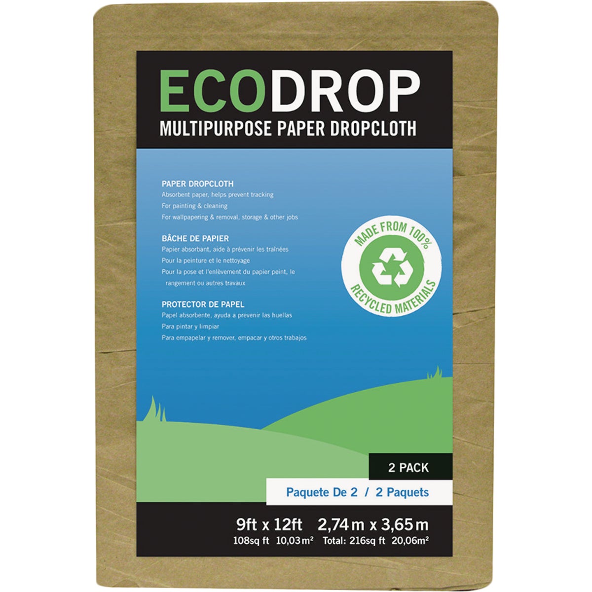 Trimaco EcoDrop Paper 9 Ft. x 12 Ft. All-Purpose Drop Cloth