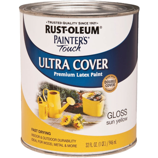 Rust-Oleum Painter's Touch 2X Ultra Cover Premium Latex Paint, Sun Yellow, 1 Qt.