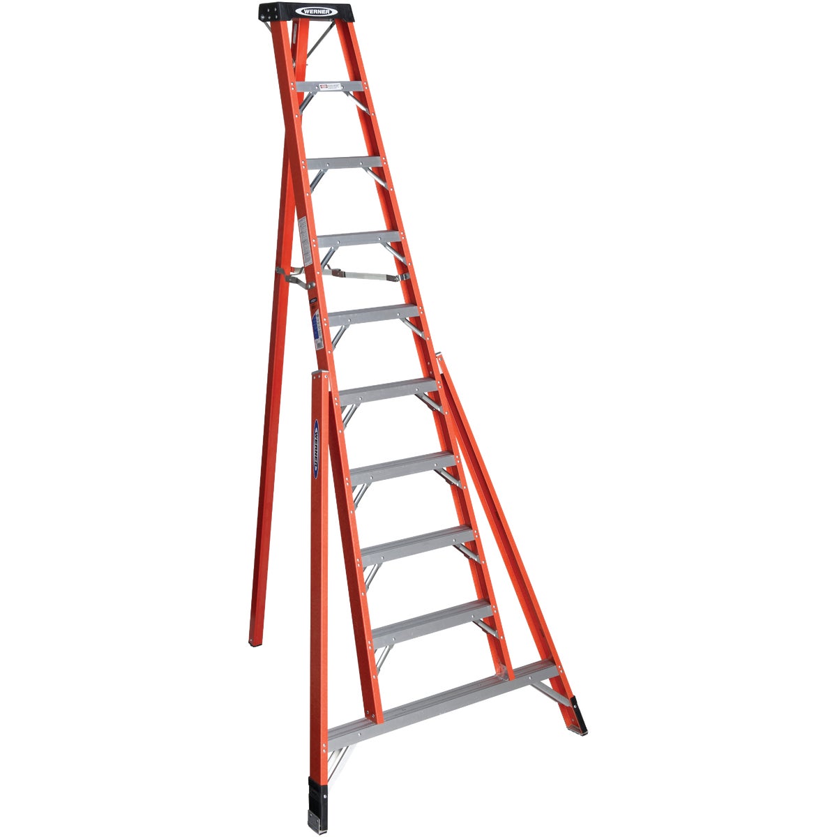 Werner 10 Ft. Fiberglass Tripod Step Ladder with 300 Lb. Load Capacity Type IA Ladder Rating