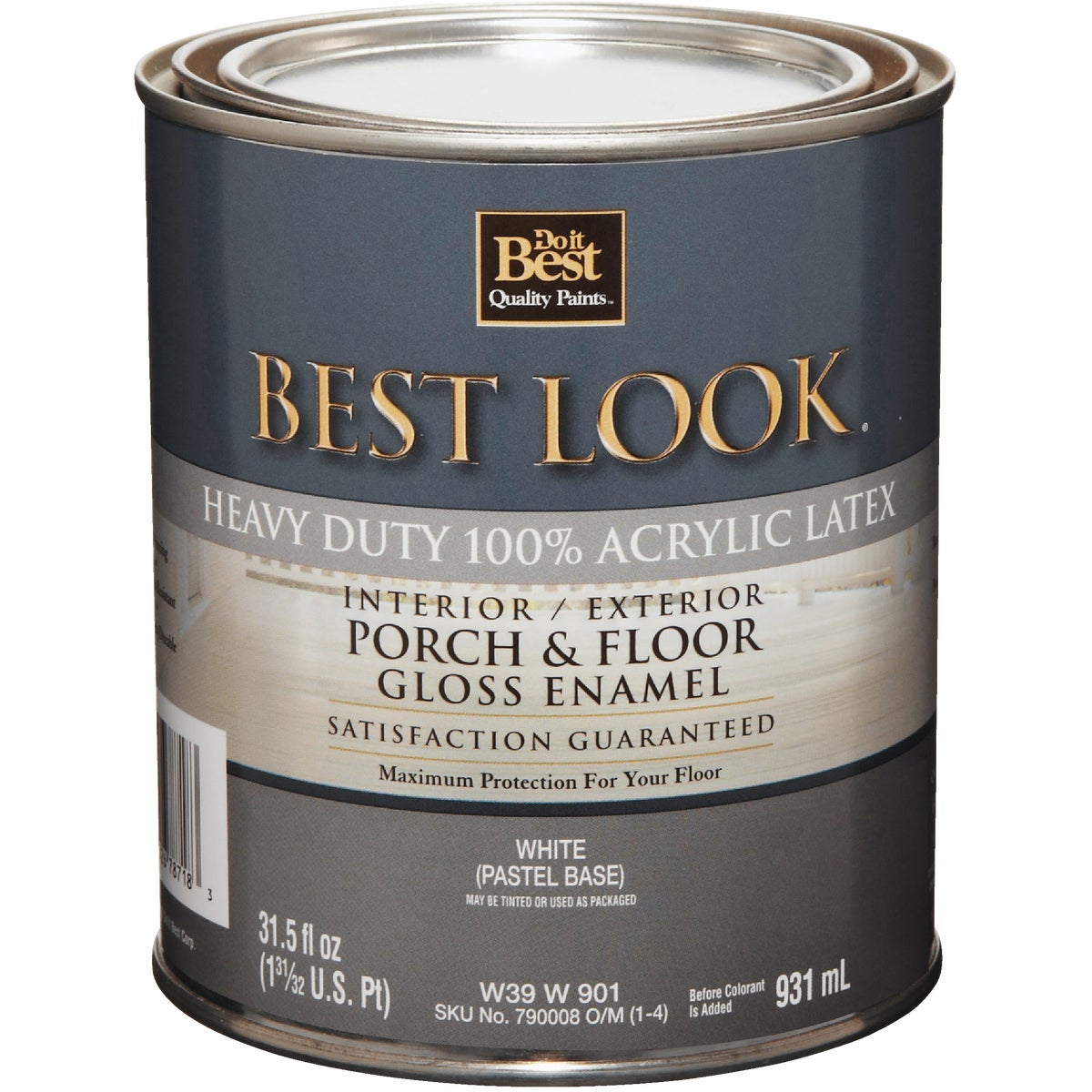 Best Look 1 Qt. White/Pastel Base Heavy-Duty Acrylic Latex Gloss Porch & Floor Enamel