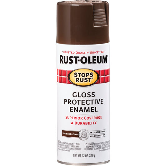 Rust-Oleum Stops Rust Leather Brown Gloss 12 Oz. Anti-Rust Spray Paint