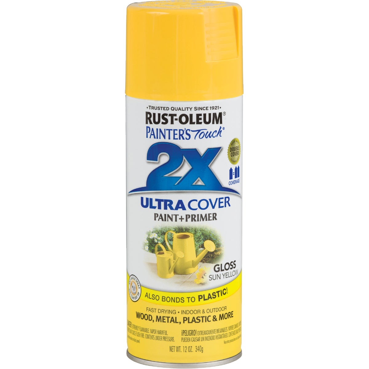 Rust-Oleum Painter's Touch 2X Ultra Cover 12 Oz. Gloss Paint + Primer Spray Paint, Sun Yellow