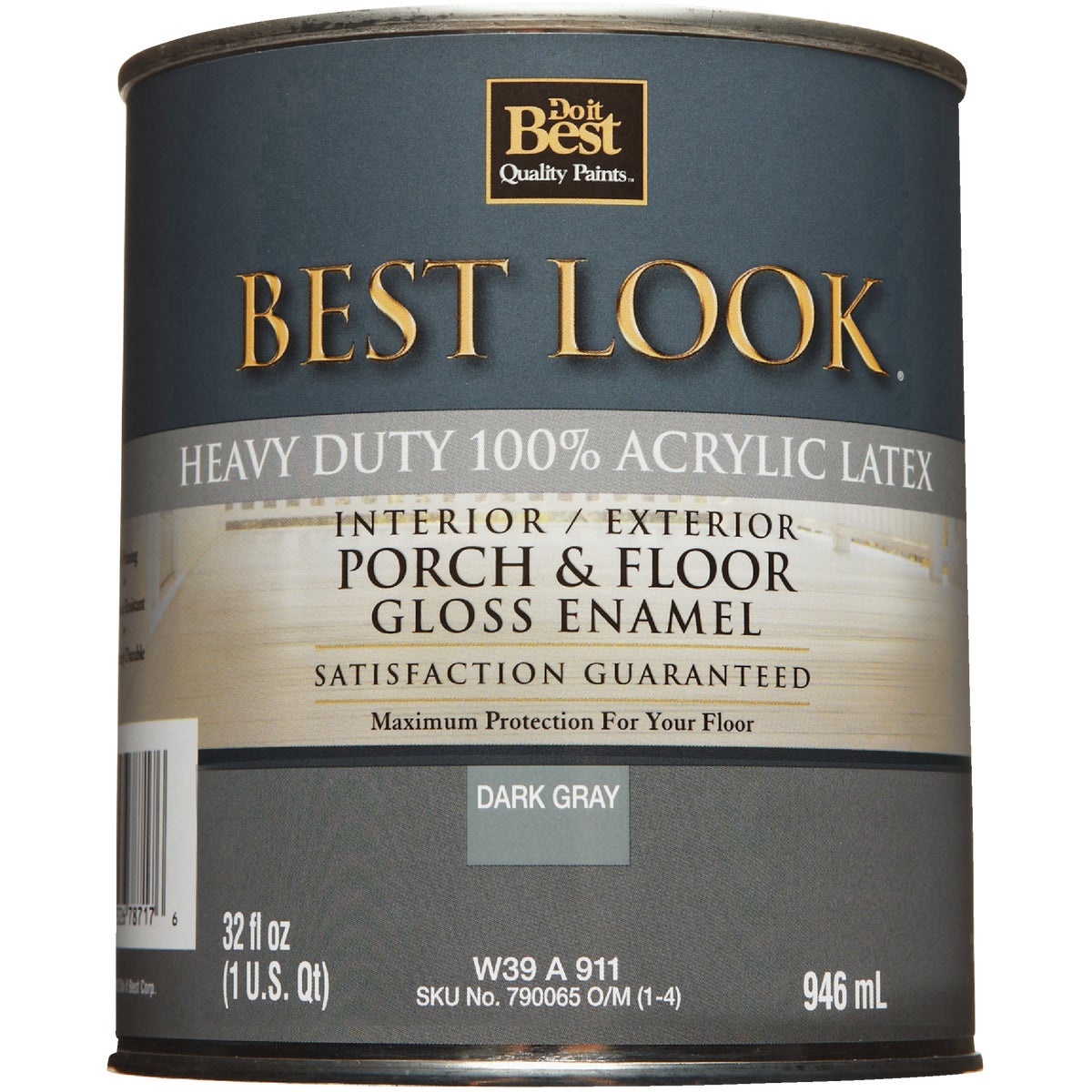 Best Look 1 Qt. Dark Gray Base Heavy-Duty Acrylic Latex Gloss Porch & Floor Enamel