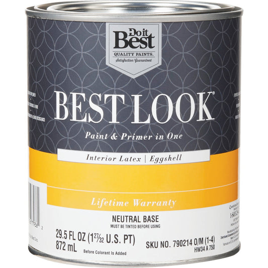 Best Look Latex Paint & Primer In One Eggshell Interior Wall Paint, Neutral Base, 1 Qt.