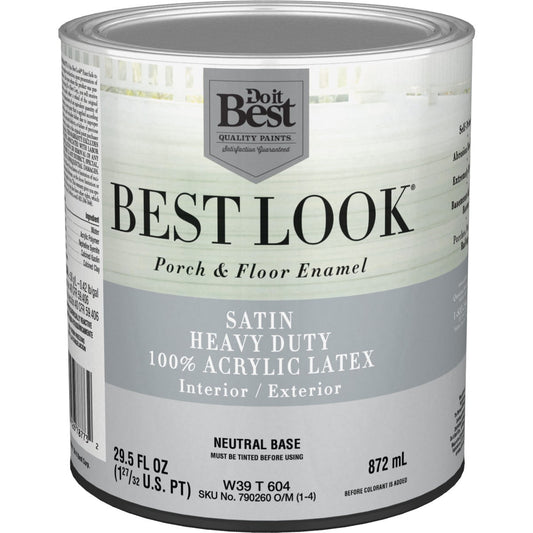 Best Look 1 Qt. Neutral Base Heavy-Duty Acrylic Latex Satin Porch & Floor Enamel