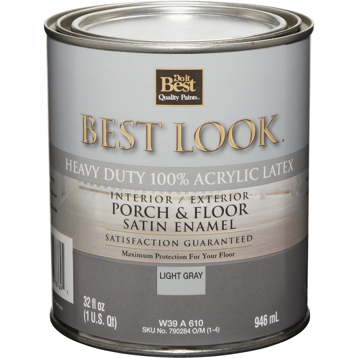 Best Look 1 Qt. Light Gray Heavy-Duty Acrylic Latex Satin Porch & Floor Enamel