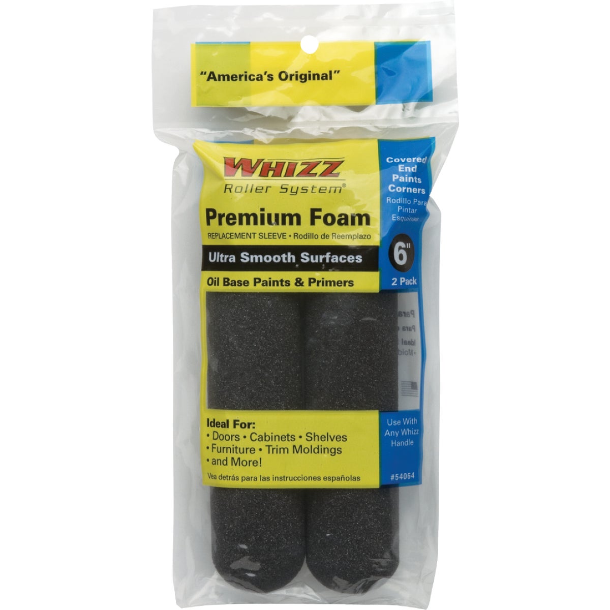 Whizz Roller System 6 In. x 1/4 In. Premium Black Foam Mini Roller Cover (2-Pack)