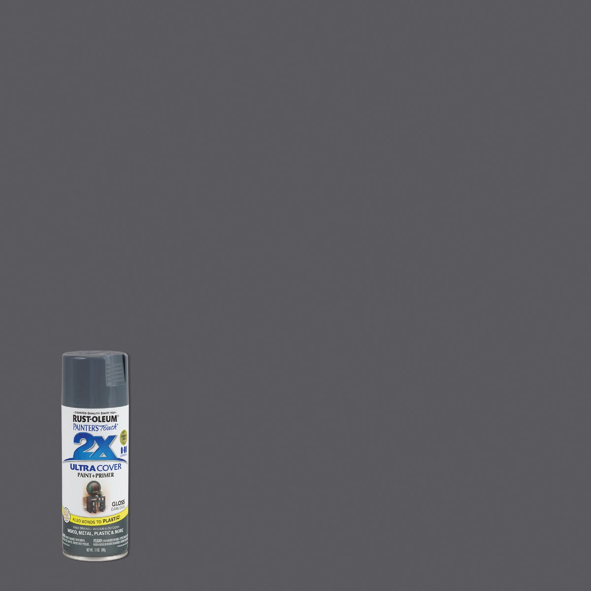 Rust-Oleum Painter's Touch 2X Ultra Cover 12 Oz. Gloss Paint + Primer Spray Paint, Dark Gray