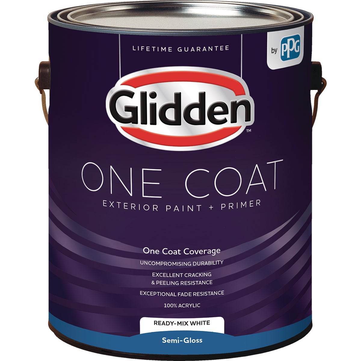 Glidden One Coat Exterior Paint + Primer Semi-Gloss Ready Mix White 1 Gallon