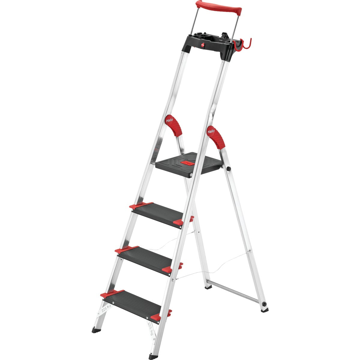 Hailo L100 4-Step Ladder with Adjustible Handrail & 330 Lb. Capacity