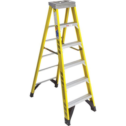 Werner 6 Ft. Fiberglass Step Ladder with 375 Lb. Load Capacity Type IAA Ladder Rating