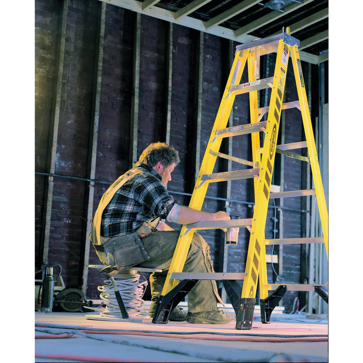 Werner 6 Ft. Fiberglass Step Ladder with 375 Lb. Load Capacity Type IAA Ladder Rating