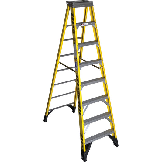 Werner 8 Ft. Fiberglass Step Ladder with 375 Lb. Load Capacity Type IAA Ladder Rating