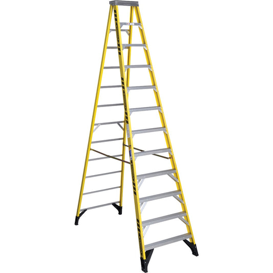 Werner 12 Ft. Fiberglass Step Ladder with 375 Lb. Load Capacity Type IAA Ladder Rating