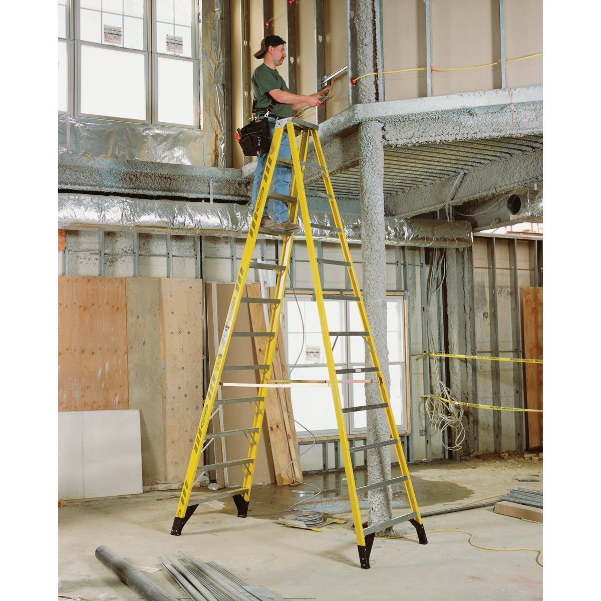 Werner 12 Ft. Fiberglass Step Ladder with 375 Lb. Load Capacity Type IAA Ladder Rating