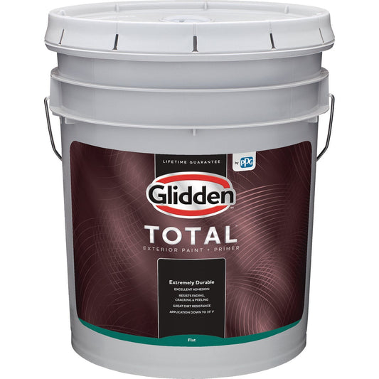 Glidden Total Exterior Paint + Primer Flat White & Pastel Base 5 Gallon