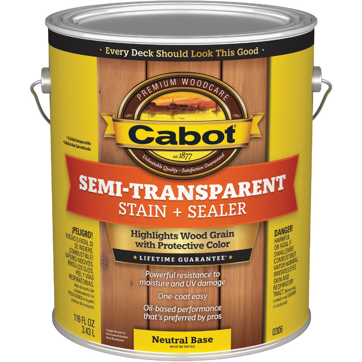 Cabot Semi-Transparent Deck & Siding Exterior Stain, Neutral Base, 1 Gal.