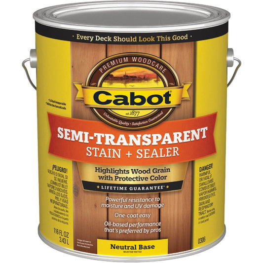 Cabot Semi-Transparent Deck & Siding Exterior Stain, Neutral Base, 1 Gal.