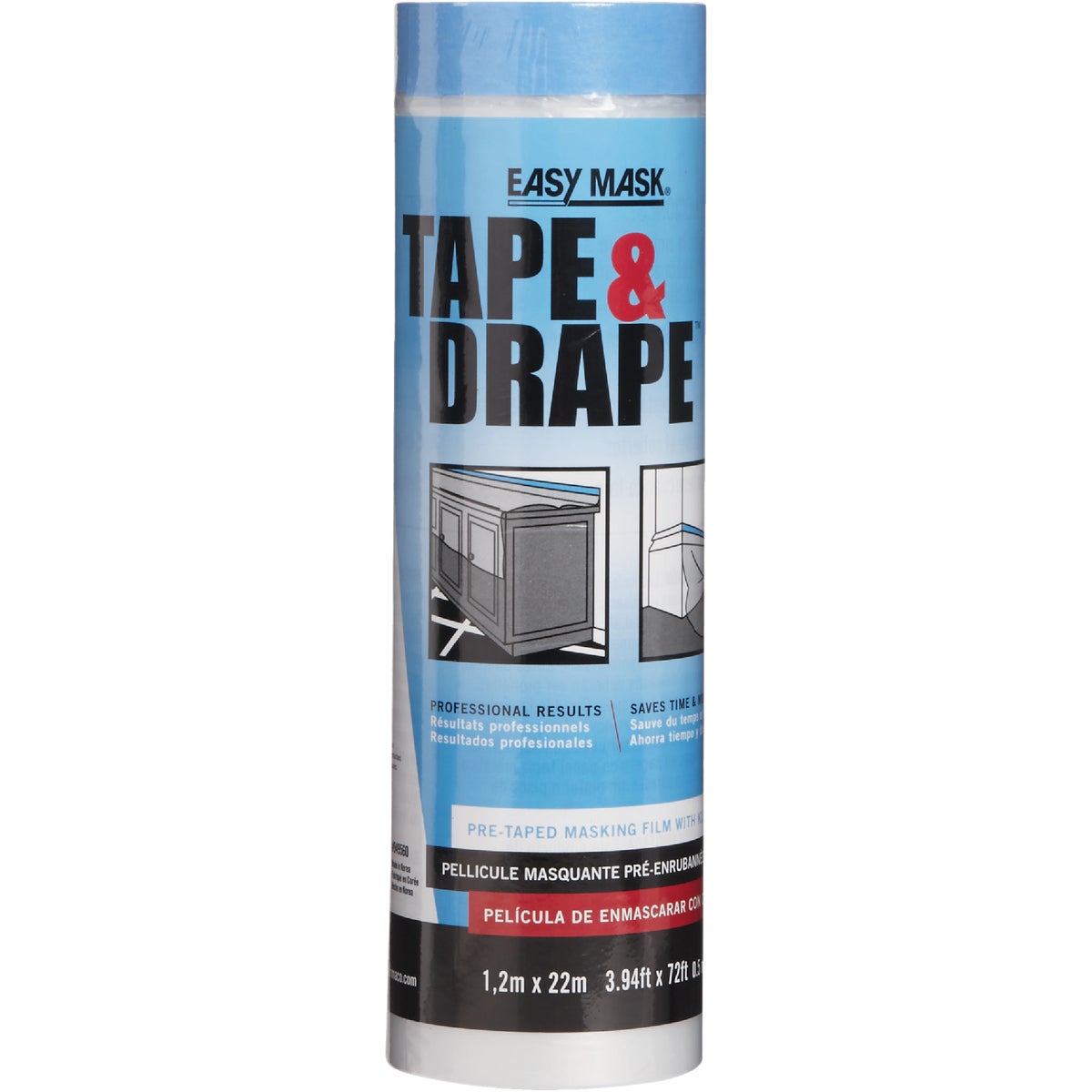 Trimaco Tape & Drape Pre-Taped Plastic 4 Ft. x 75 Ft. 1/2 mil Drop Cloth