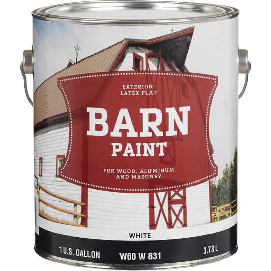 Do it Best Latex Flat Exterior Barn Paint, White, 1 Gal.