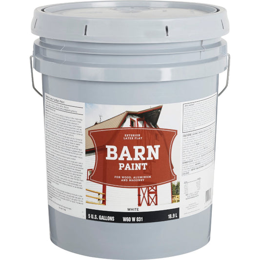 Do it Best Latex Flat Exterior Barn Paint, White, 5 Gal.