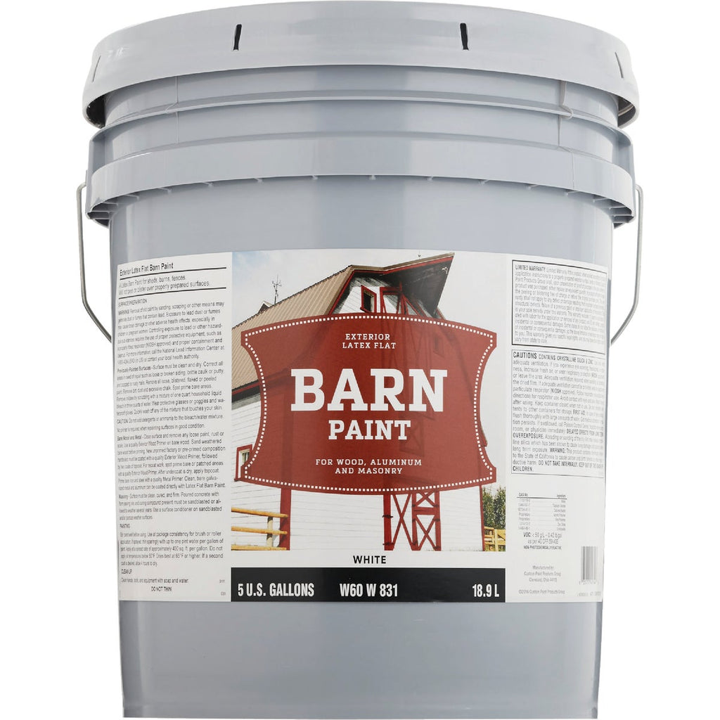 Do it Best Latex Flat Exterior Barn Paint, White, 5 Gal.