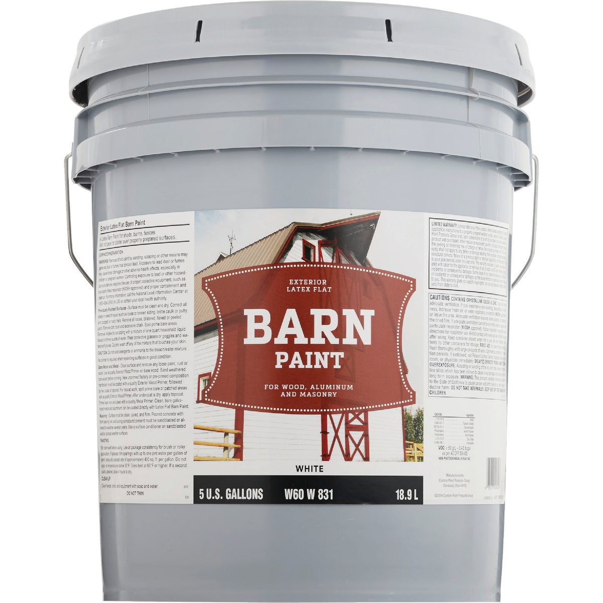 Do it Best Latex Flat Exterior Barn Paint, White, 5 Gal.