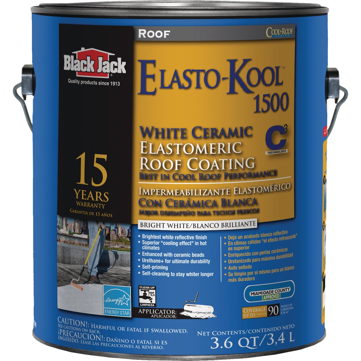 Black Jack Elasto-Kool 1500 1 Gal. 15 Year White Ceramic Elastomeric Coating